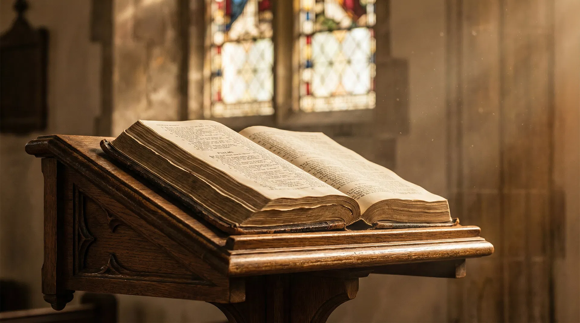 Open Bible on lectern
