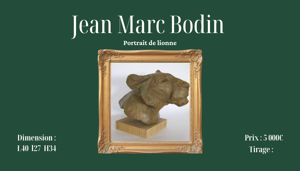 Bronze Sculpture 'Portrait of a Lioness' by Jean Marc Bodin