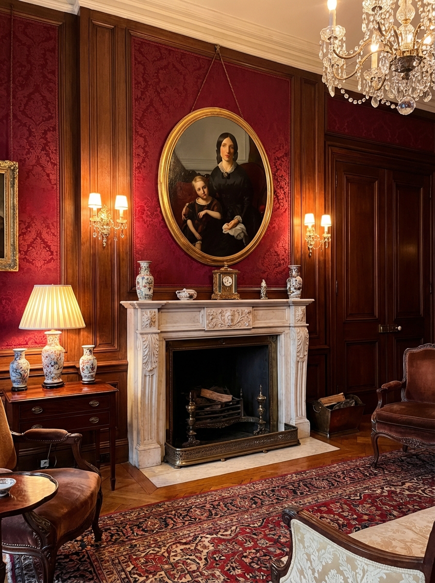 Oval Portrait of a Lady and Her Son, Biedermeier/Romantic Era