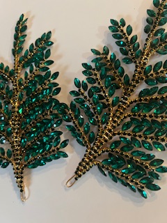 Emerald 3D flower applique pair-F10