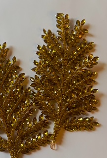 gold 3D flower applique pair-F1