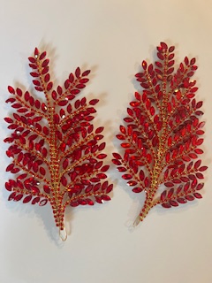 red 3D Floral applique pair-F2
