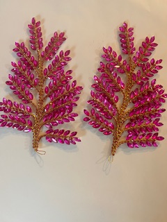hot pink/fuschia 3D floral applique pair-F4