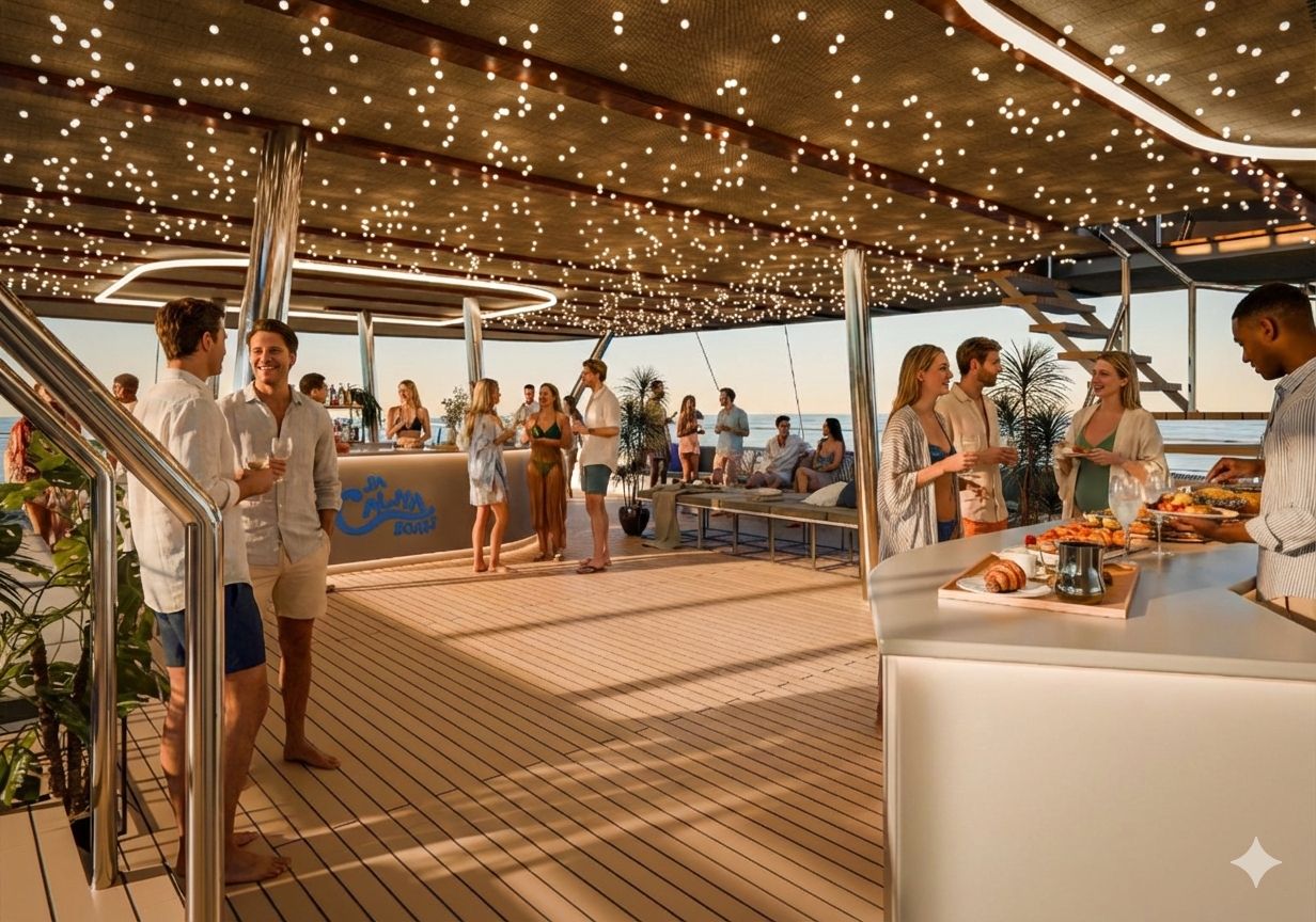 Party deck with guests