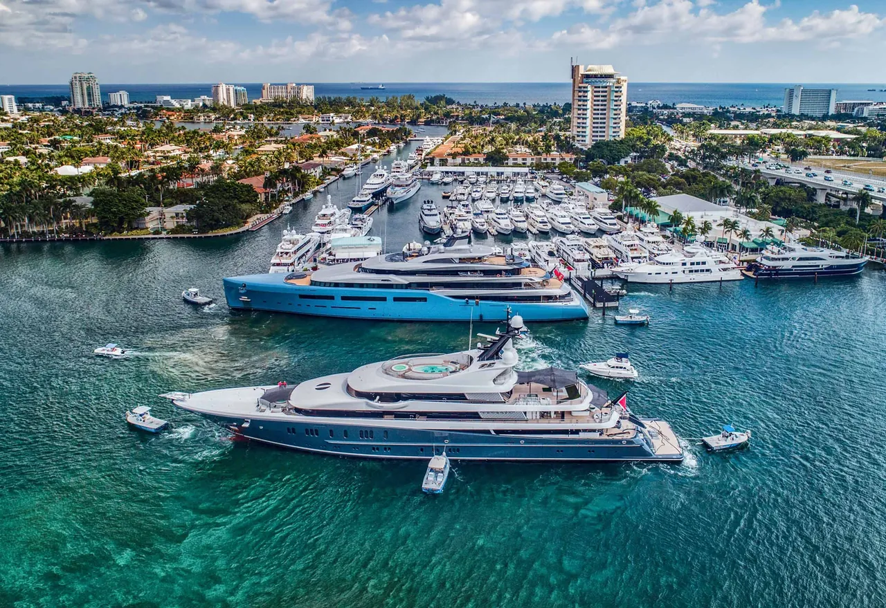 Superyachts berthed at Bahia Mar Marina, Fort Lauderdale