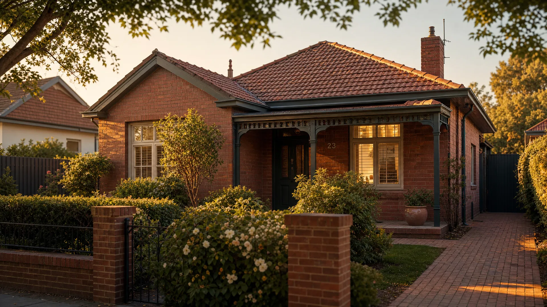 Melbourne suburban home at golden hour