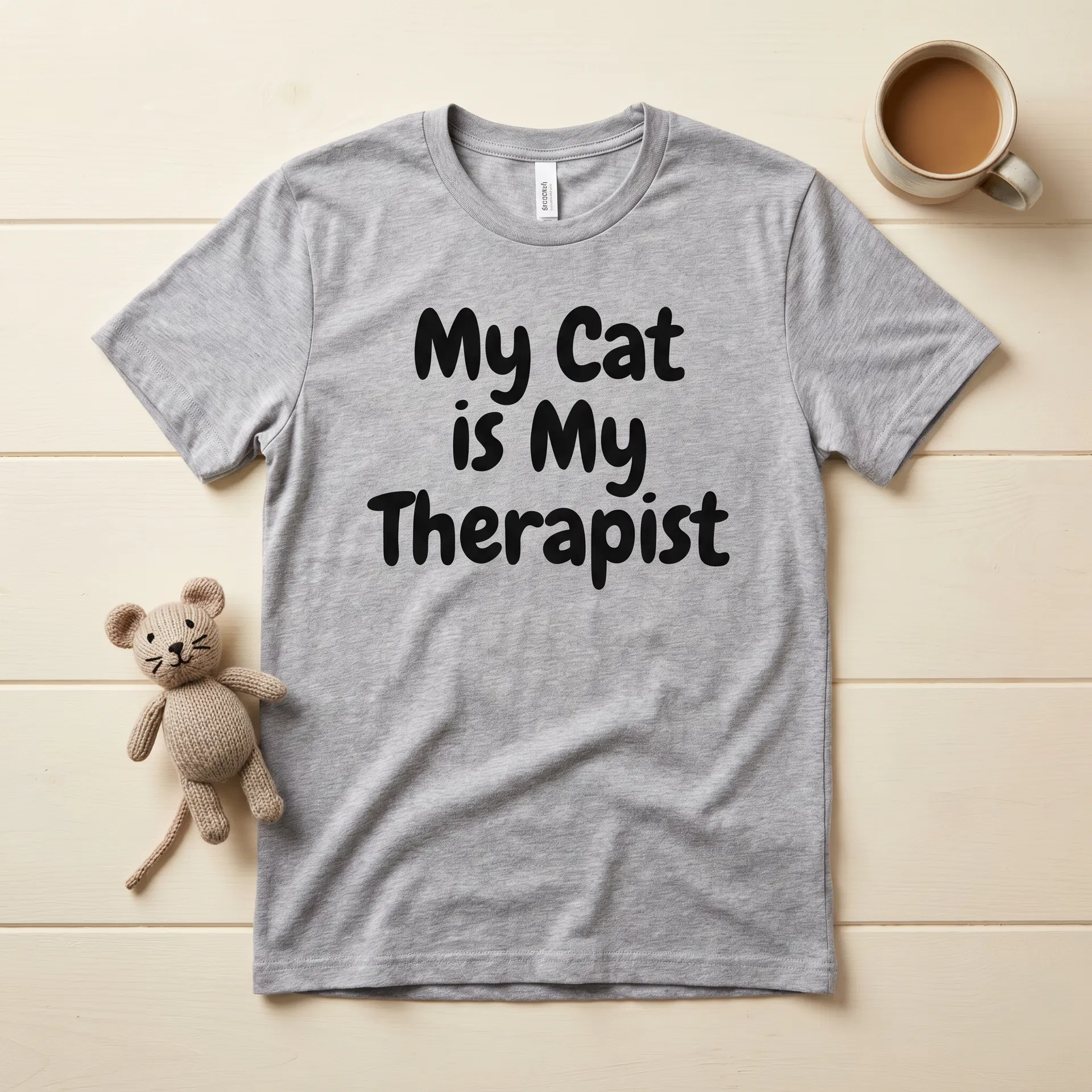 My Cat is My Therapist — gray t-shirt
