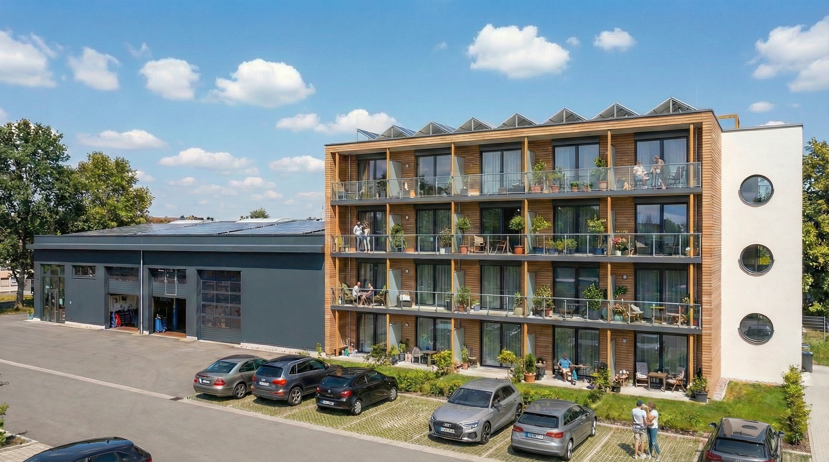 Boardinghotel mit KFZ Werkstatt - Fotorealistisch