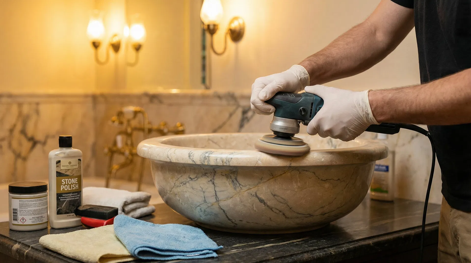 Naturstein Waschtisch aufarbeiten in Berlin – professionelles Schleifen und Polieren