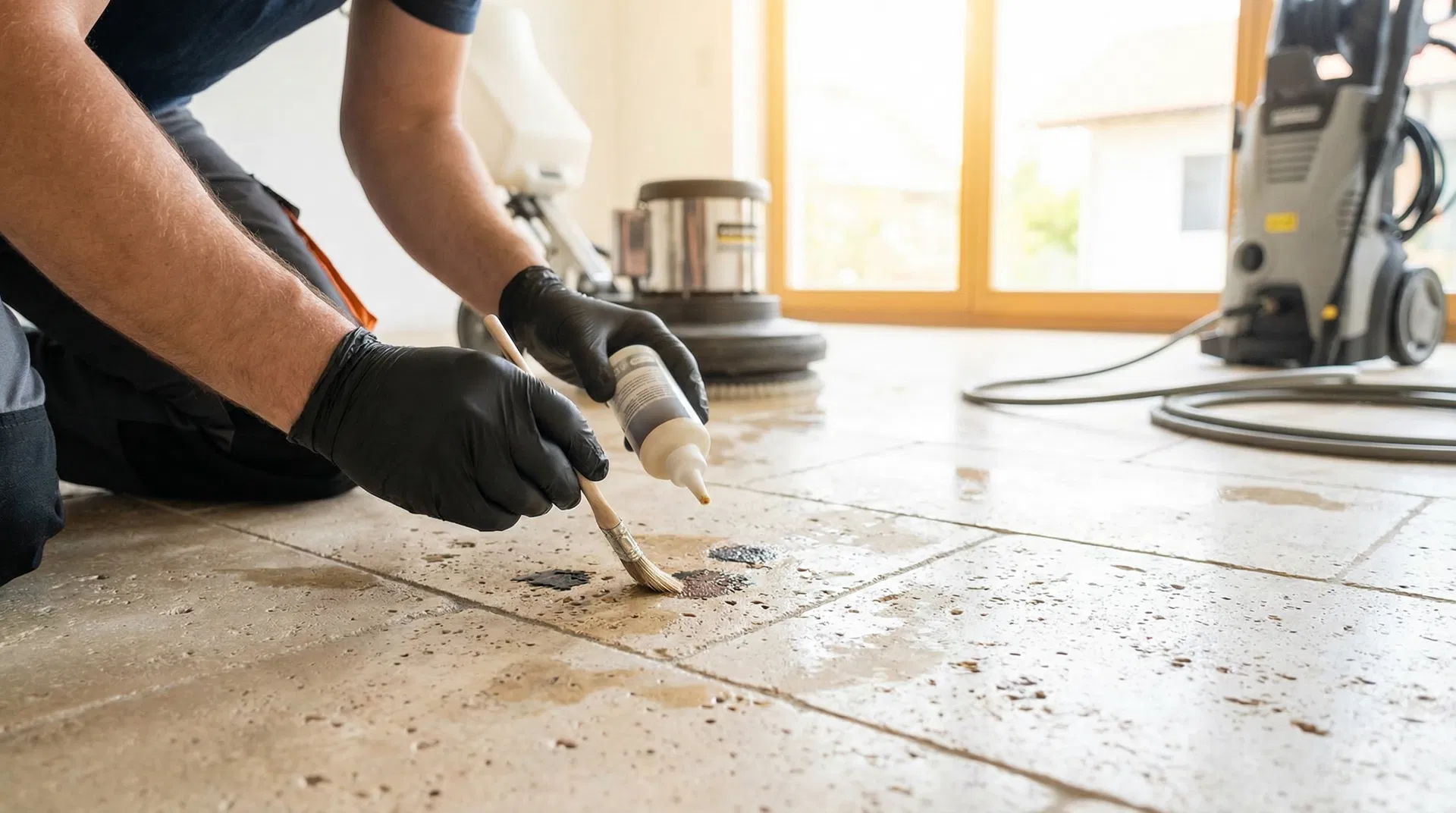 Professionelle Ölfleckenentfernung auf Naturstein in Berlin