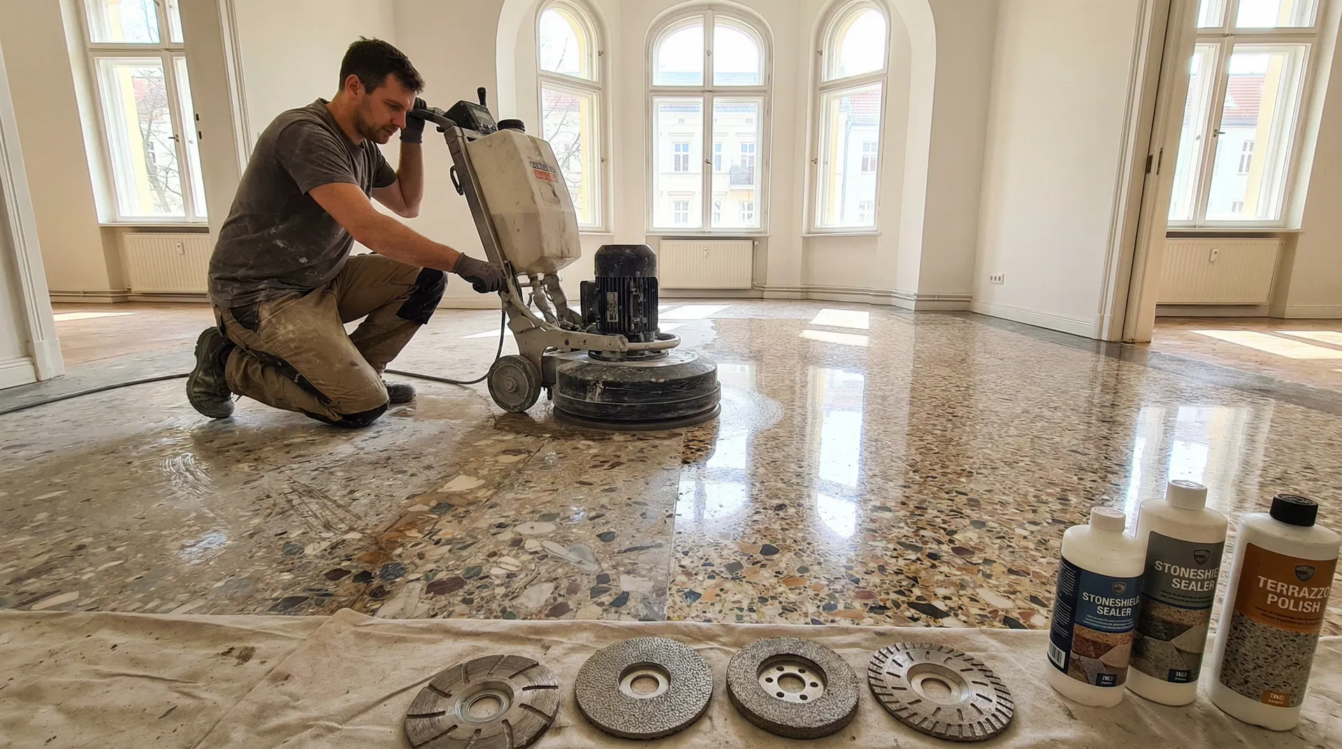 Terrazzoboden schleifen und versiegeln – Professionelle Sanierung für langlebige Optik