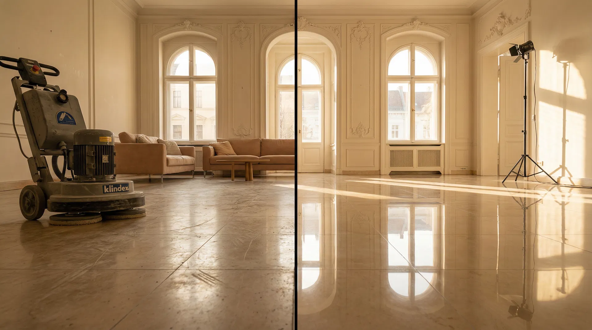 Natursteinboden vor der professionellen Sanierung in Berlin – Stein-Doktor