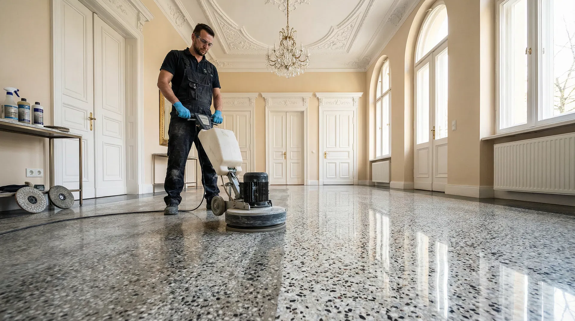 Terrazzo-Sanierung Berlin – Professionelles Schleifen und Polieren vom Stein-Doktor