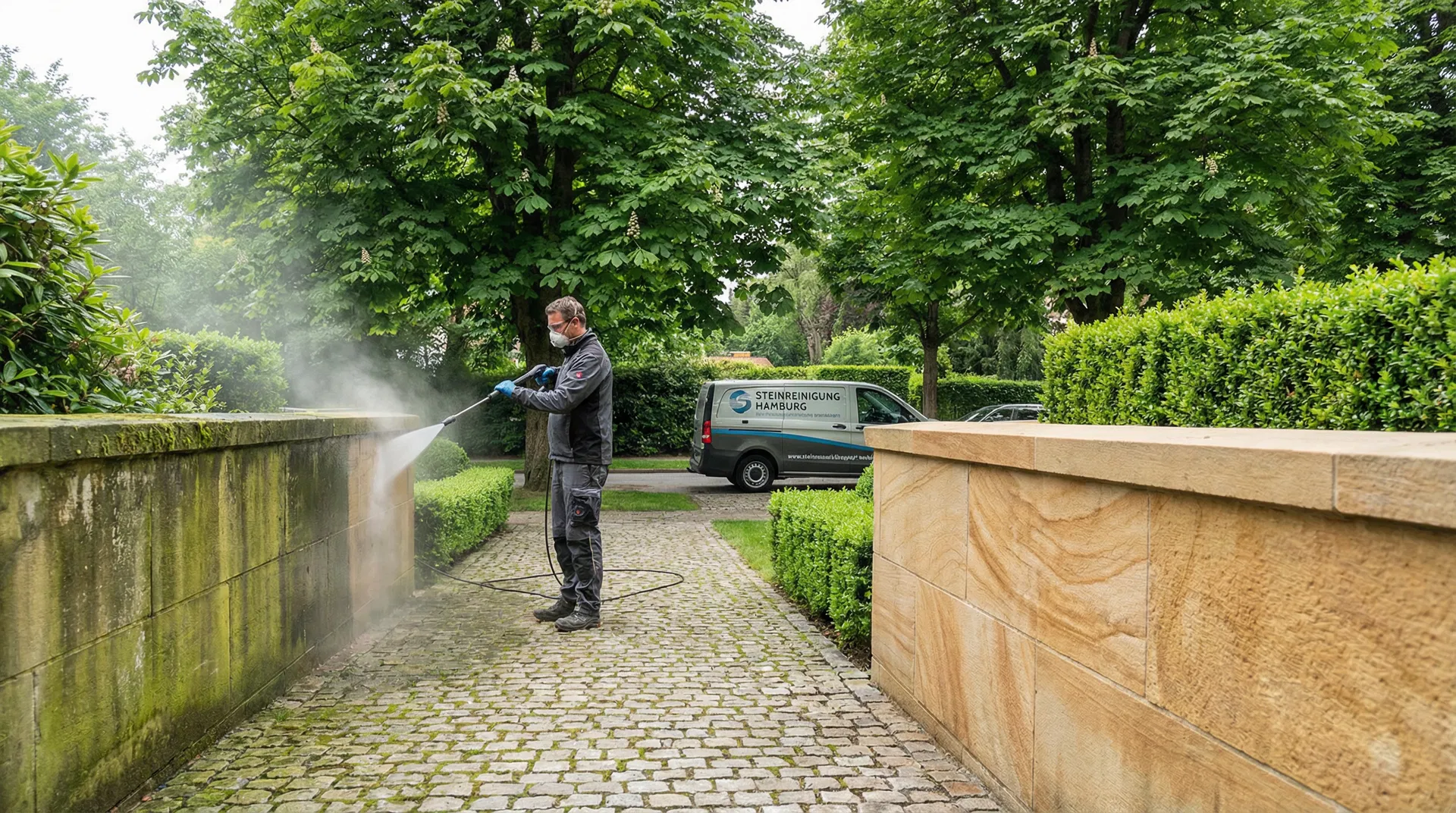 Sandstein reinigen – Algen und Moos entfernen Stein-Doktor Hamburg