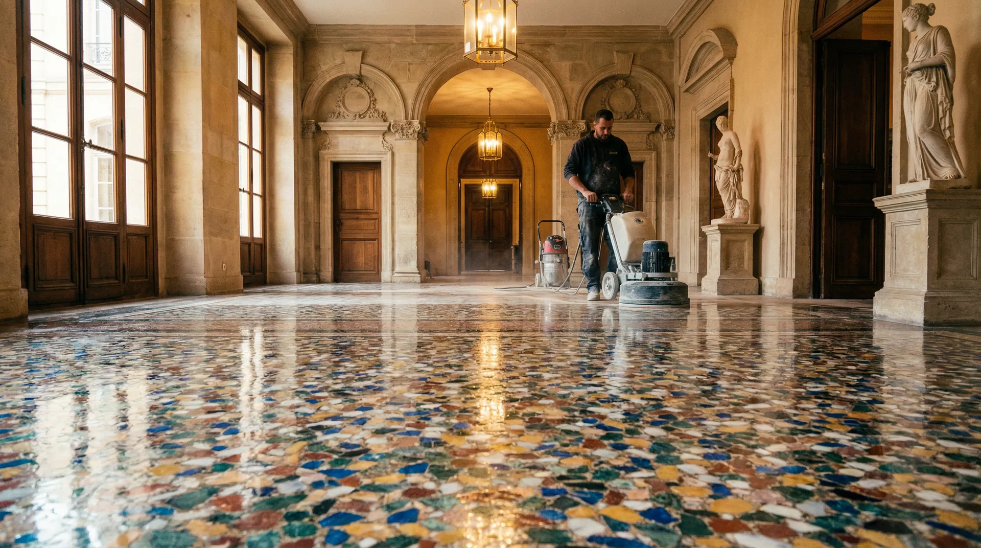 Terrazzo reinigen Potsdam – Professionelle Natursteinsanierung in Potsdam