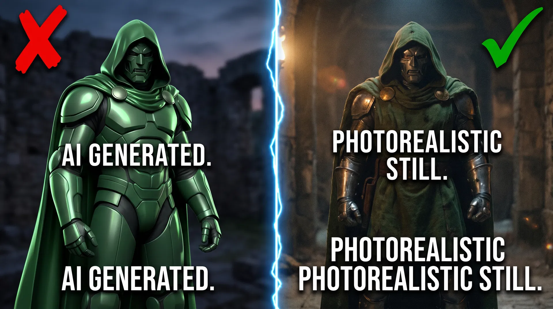 Side-by-side comparison showing the difference between AI-generated and authentic leaked footage