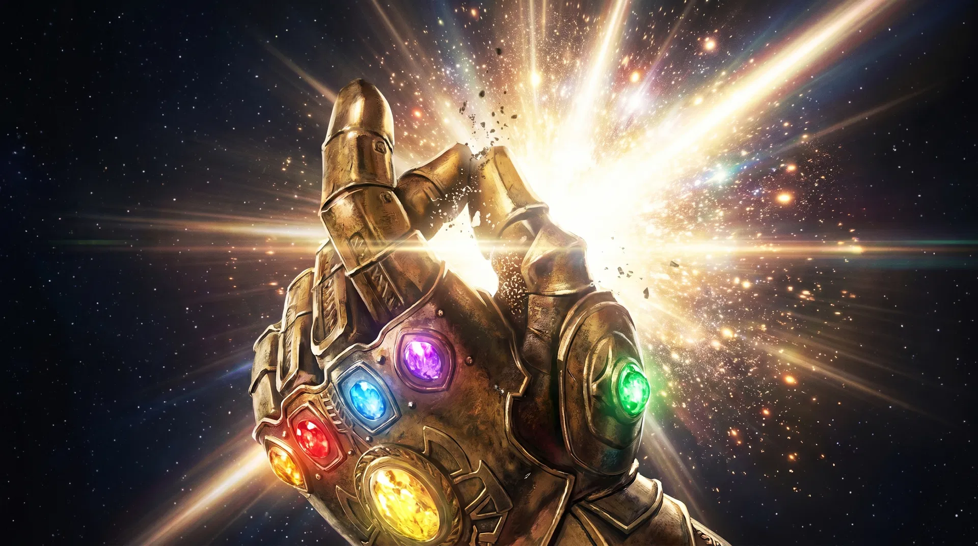 The iconic Infinity Gauntlet snap moment from Avengers Endgame
