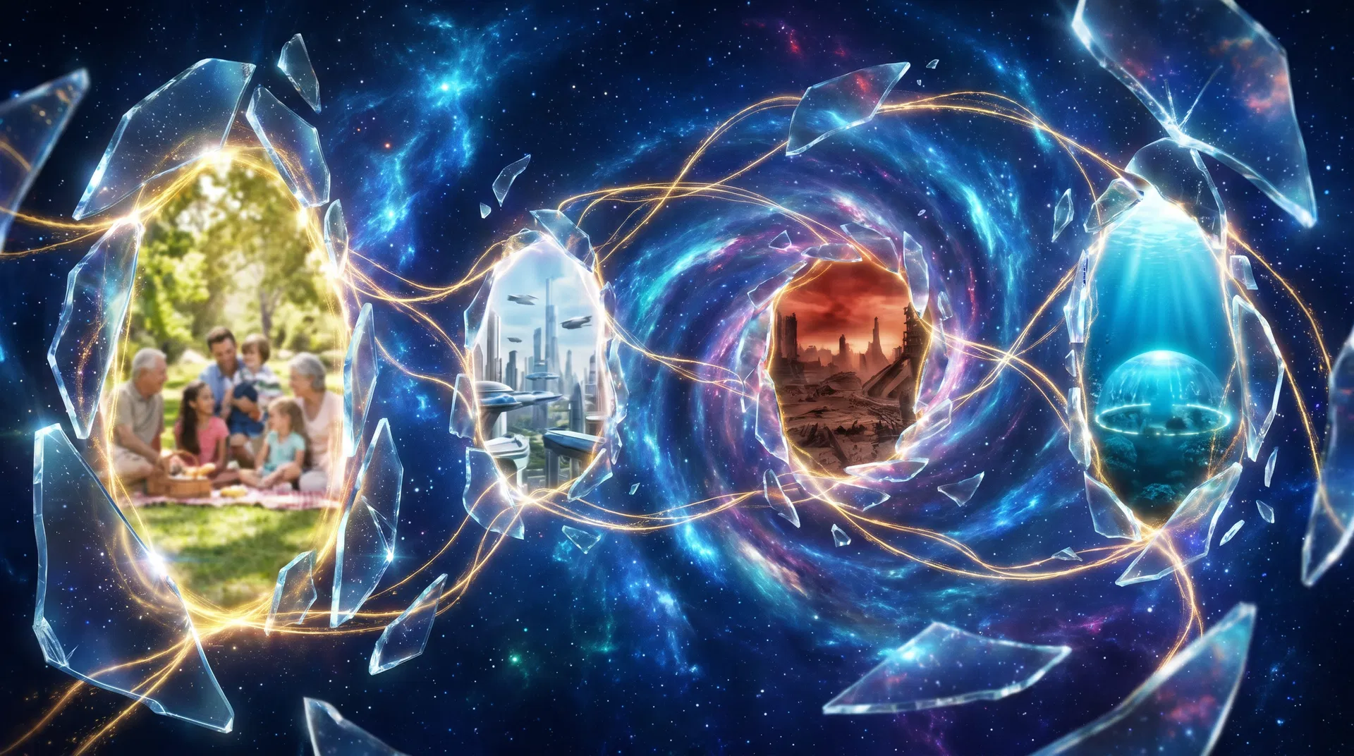 The multiverse showing different family realities