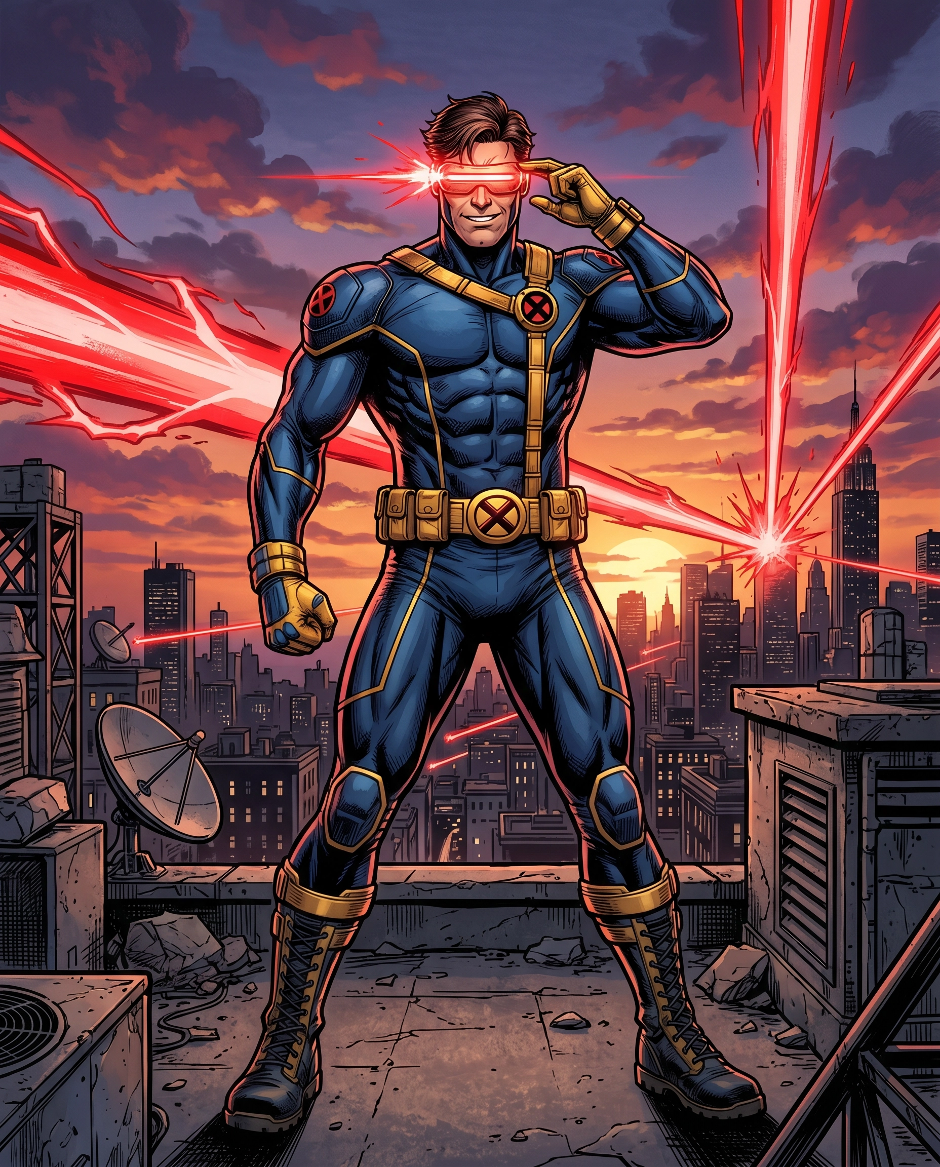 Captain America standing victorious with his shield