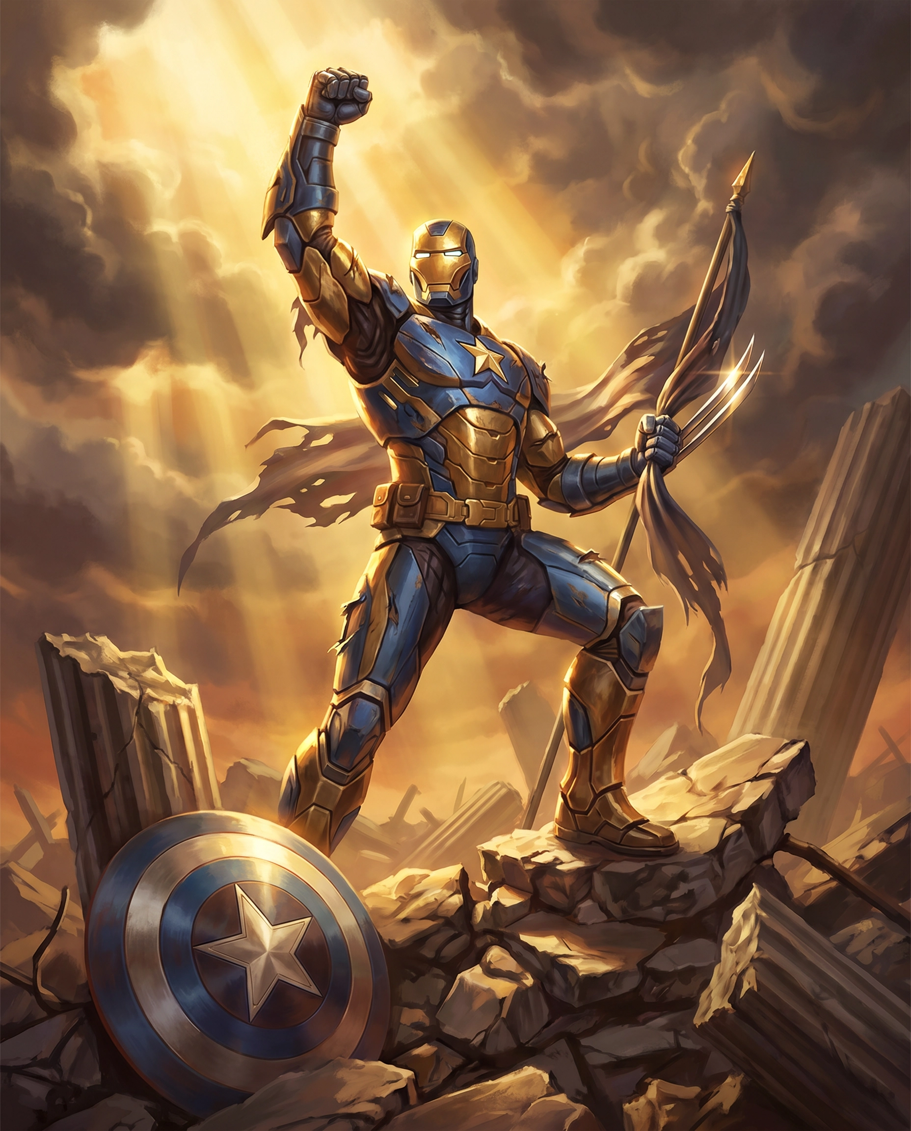 The victor standing triumphant after the battle