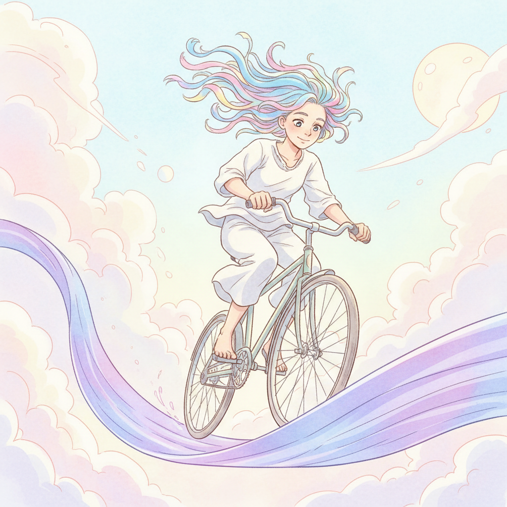 Pedaling Through Laughing Sky Ribbons