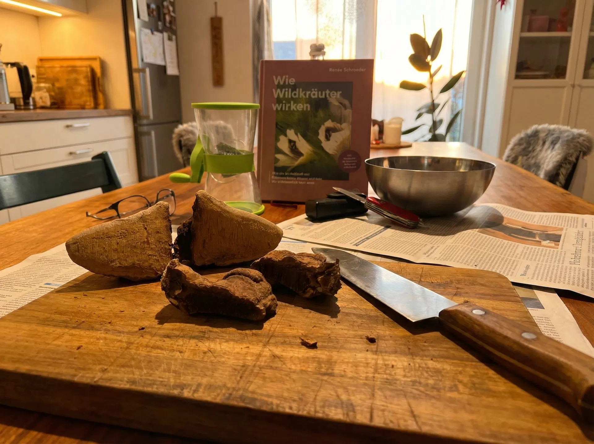 Artisan-Vorbereitung: Reishi auf Schneidebrett