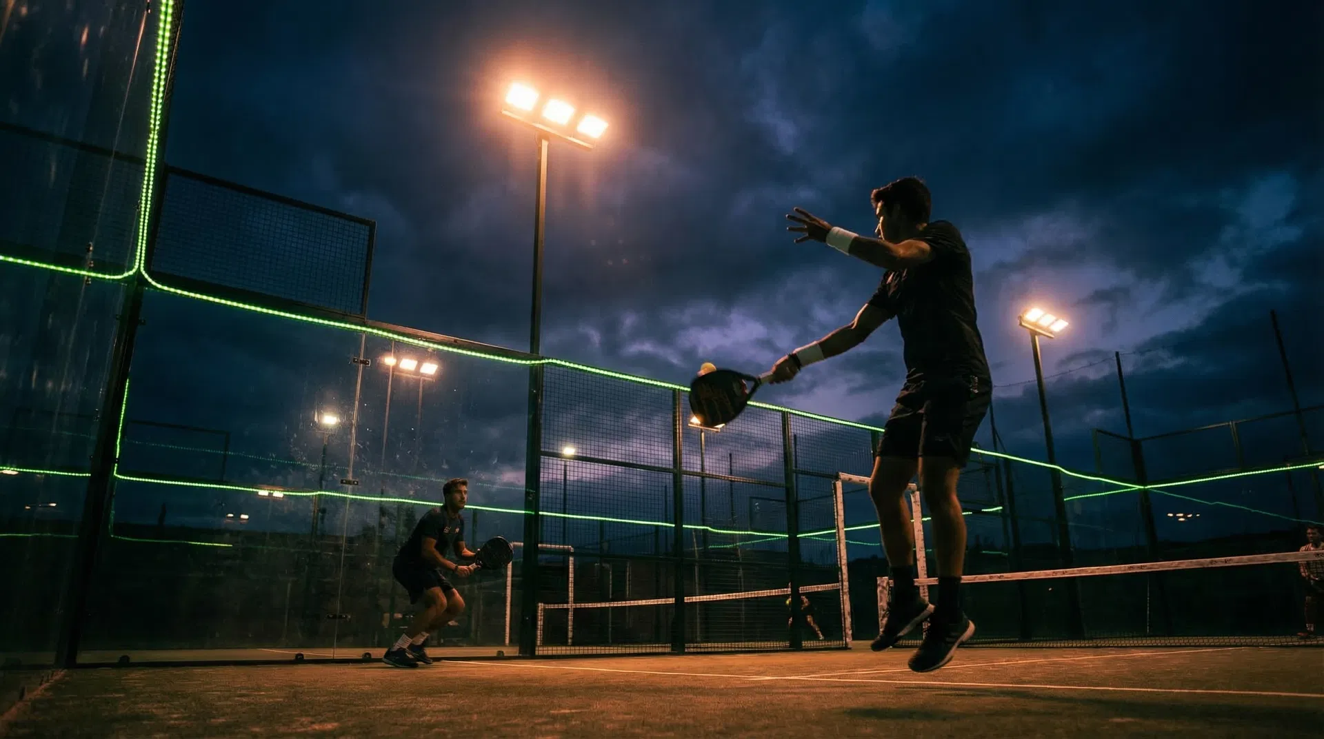 Padel court at night
