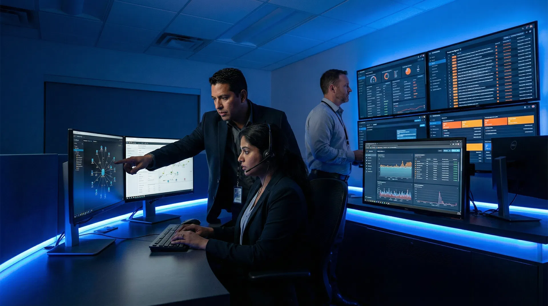 Cybersecurity team in SOC