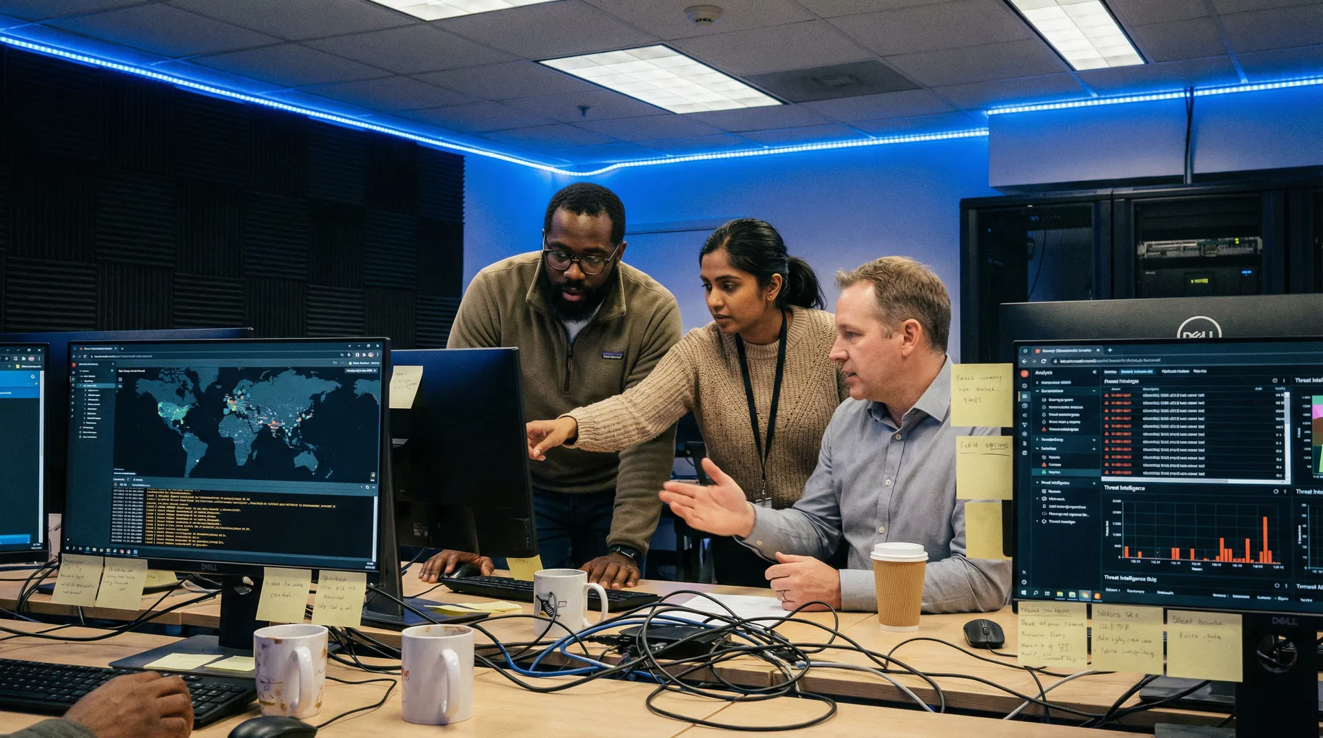 Cybersecurity team in SOC