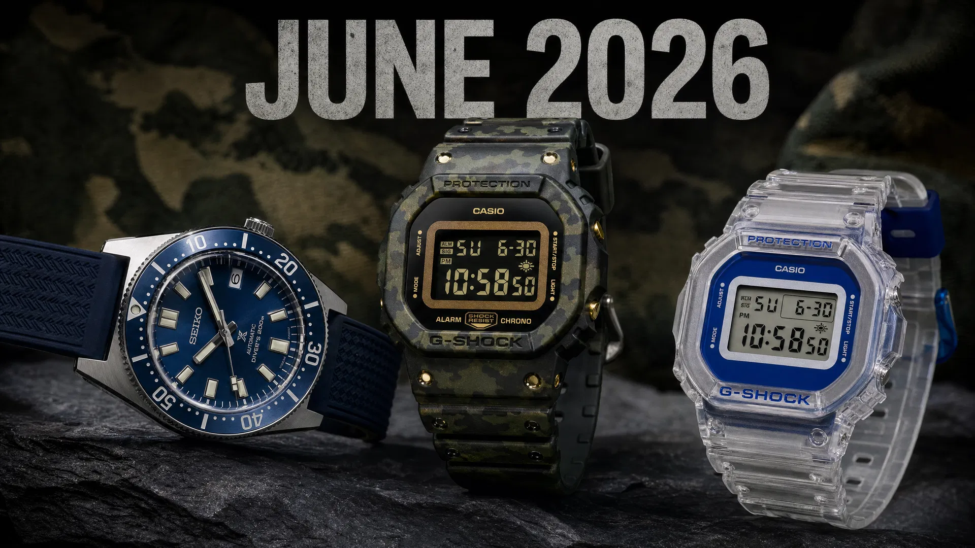 Watch News: June 2026 — G-Shock Goes Camo & Gold, Gundam Collab
