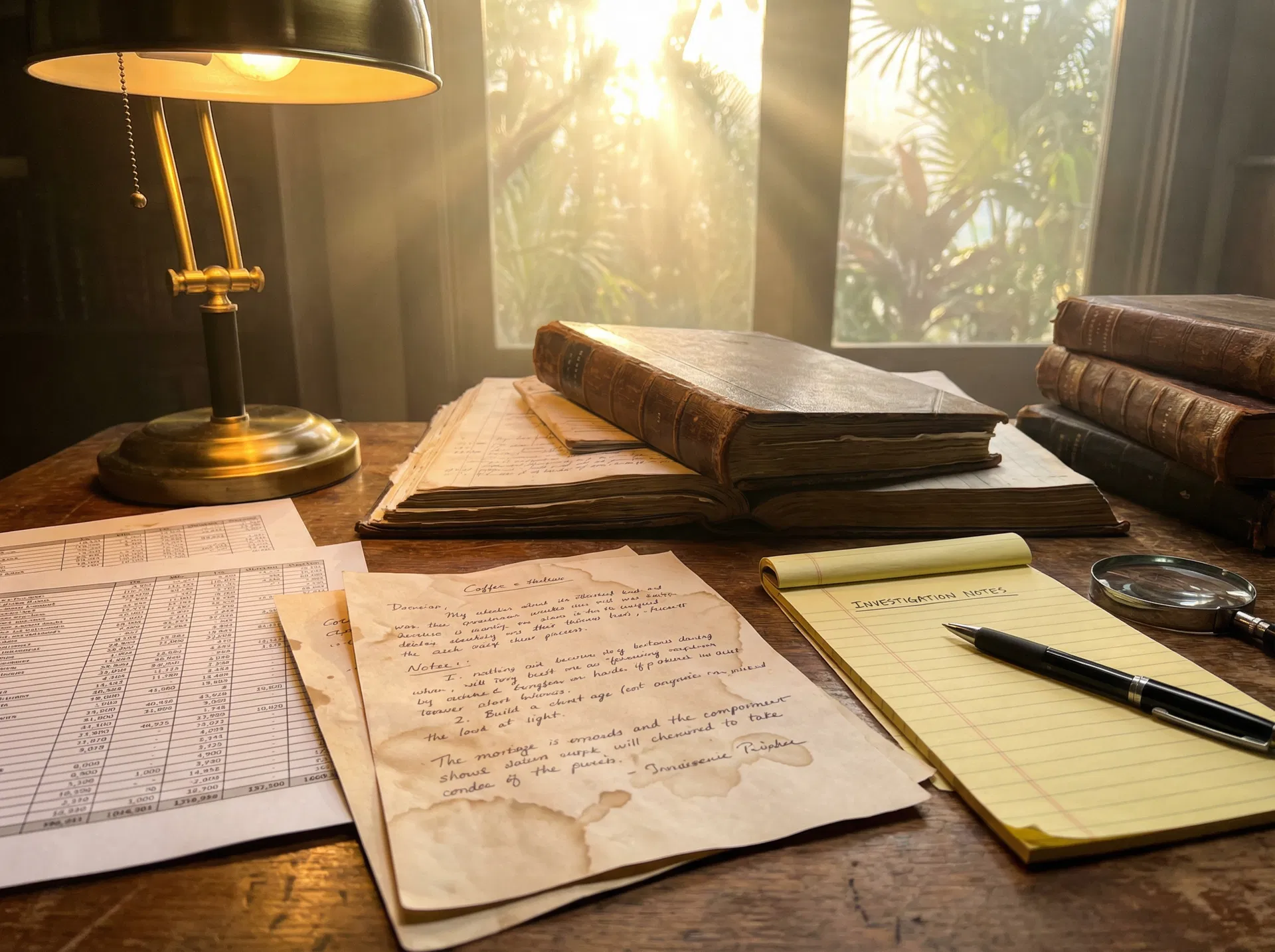 Financial documents and investigation notes