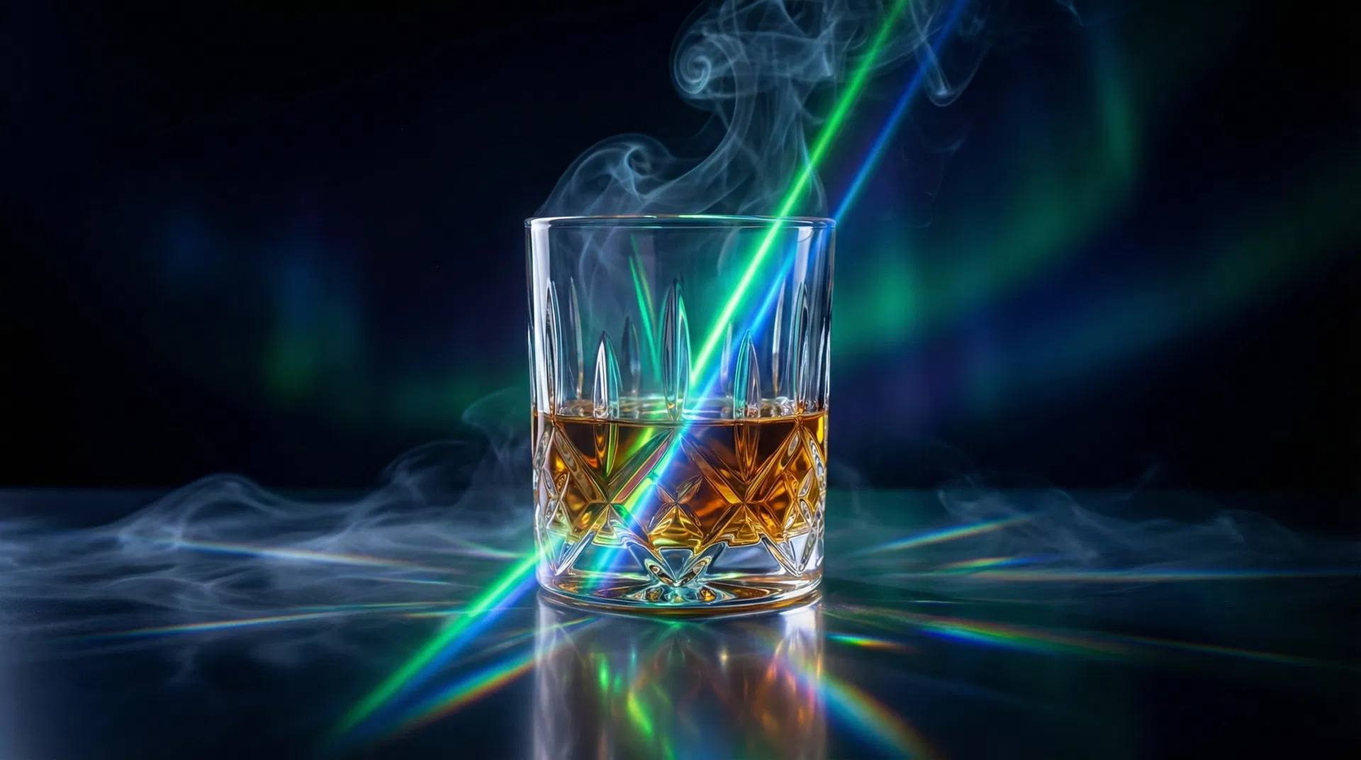 Whisky glass with neon light