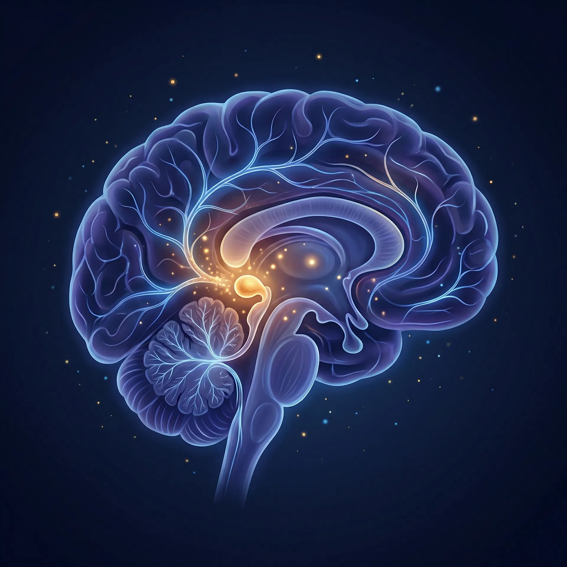 Brain and pineal gland illustration