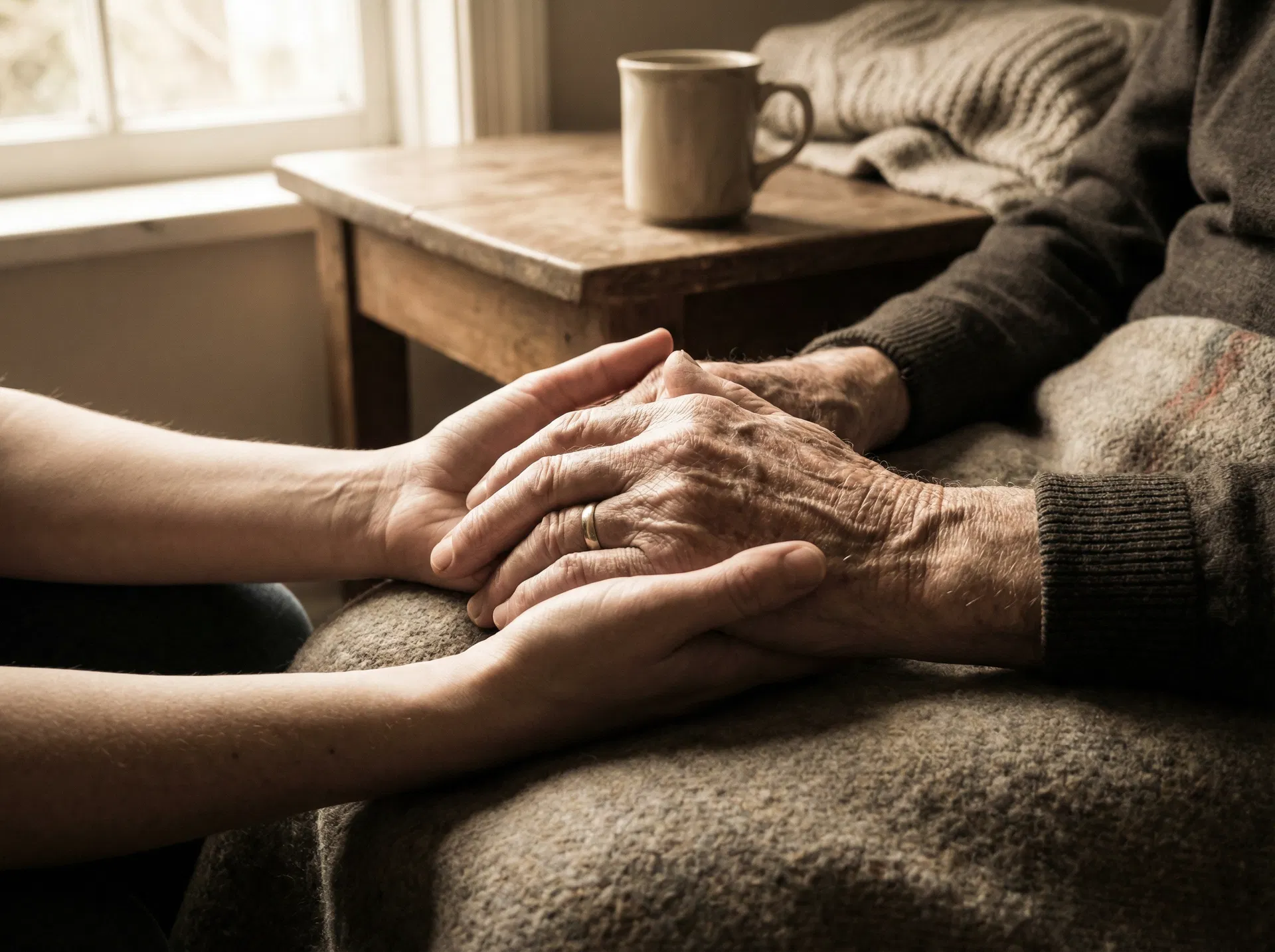 Handen die zorg en verbinding uitdrukken