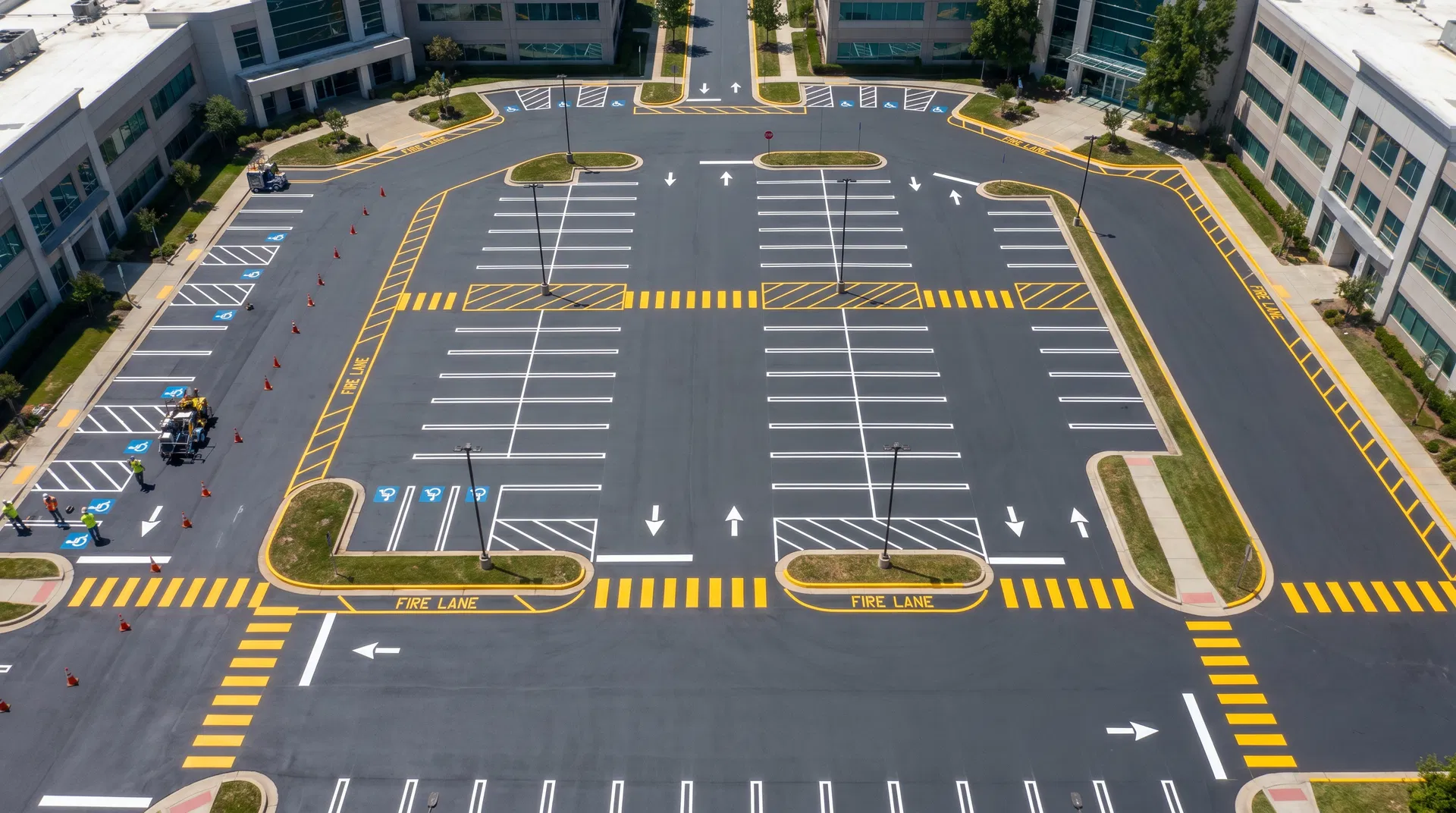 Professional parking lot striping