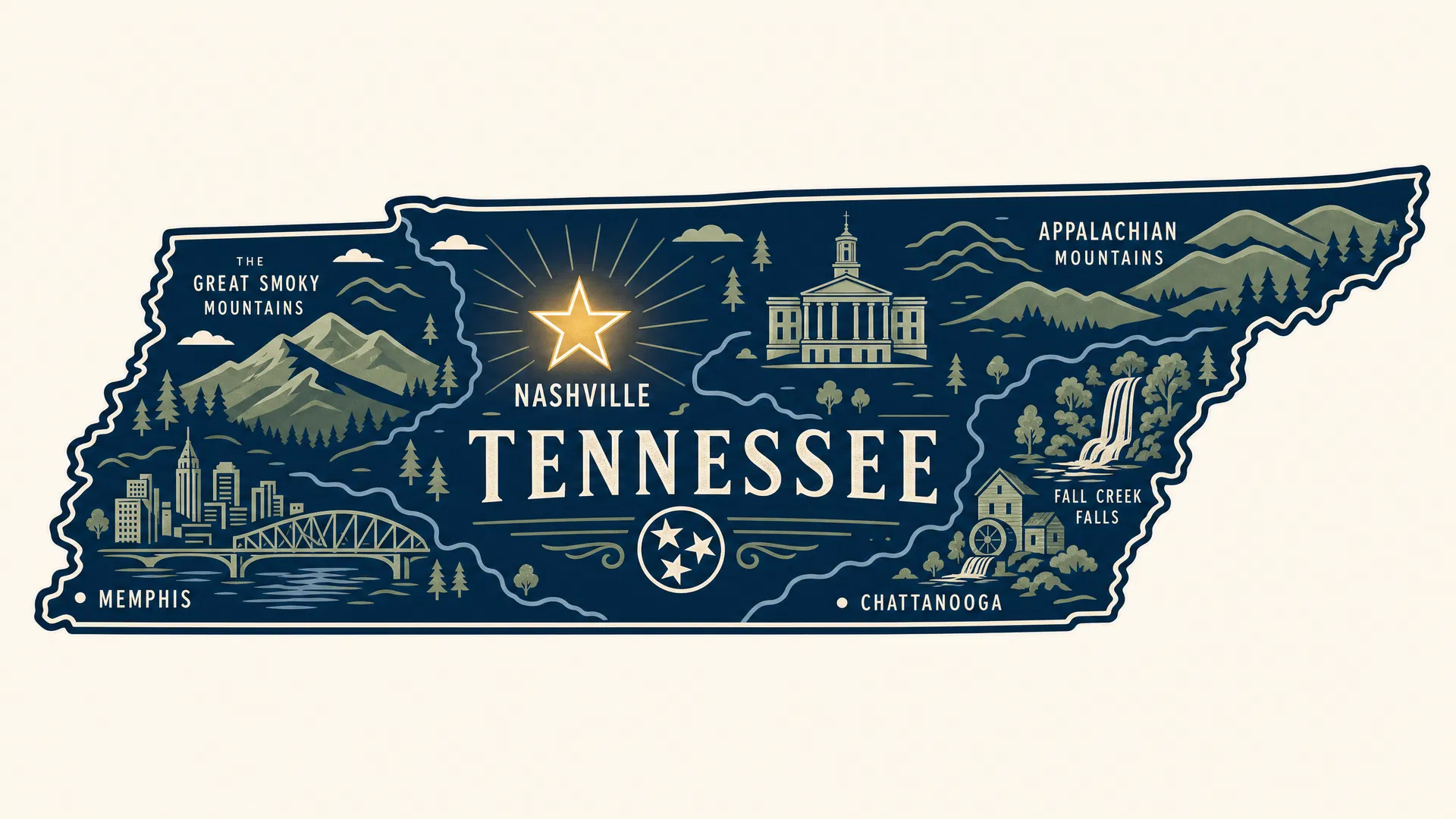 Map illustration showing the location of Nashville, TN