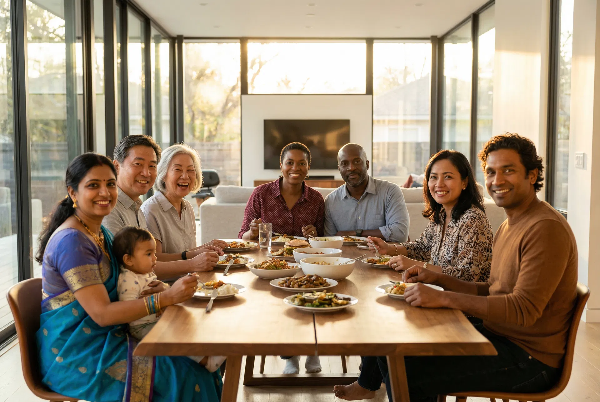 A warm family moment around the kitchen table