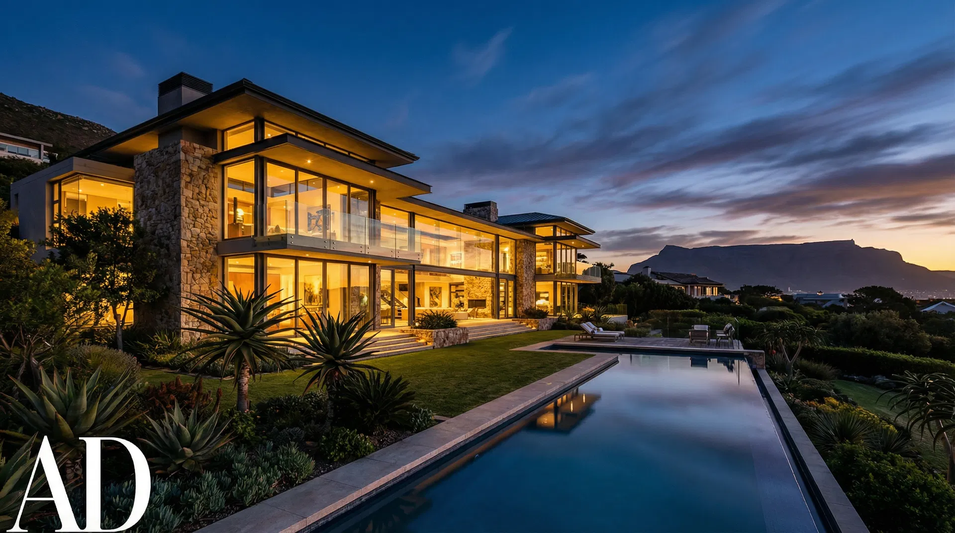Luxury Cape Town property at dusk