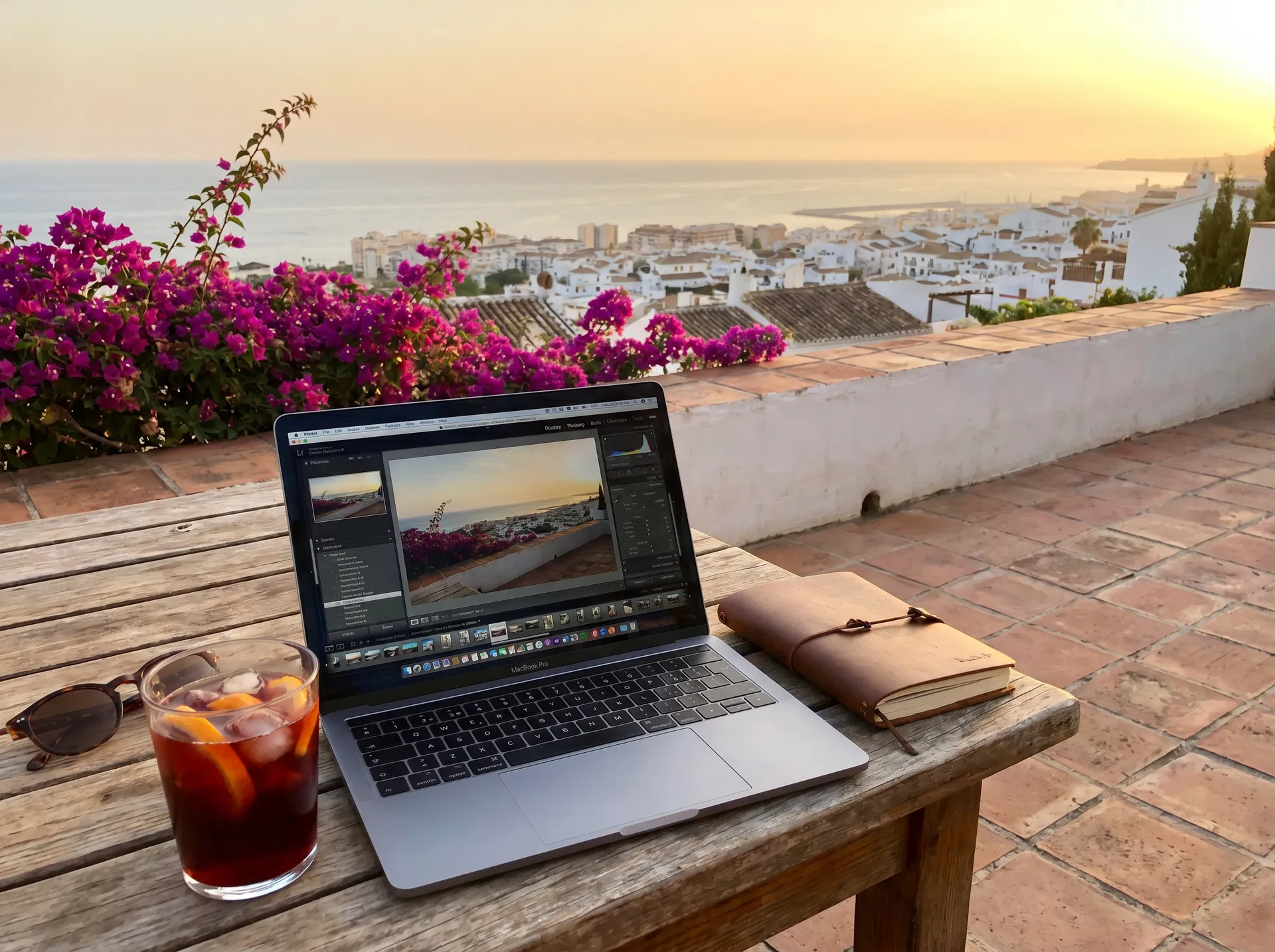 Working from a terrace in Spain