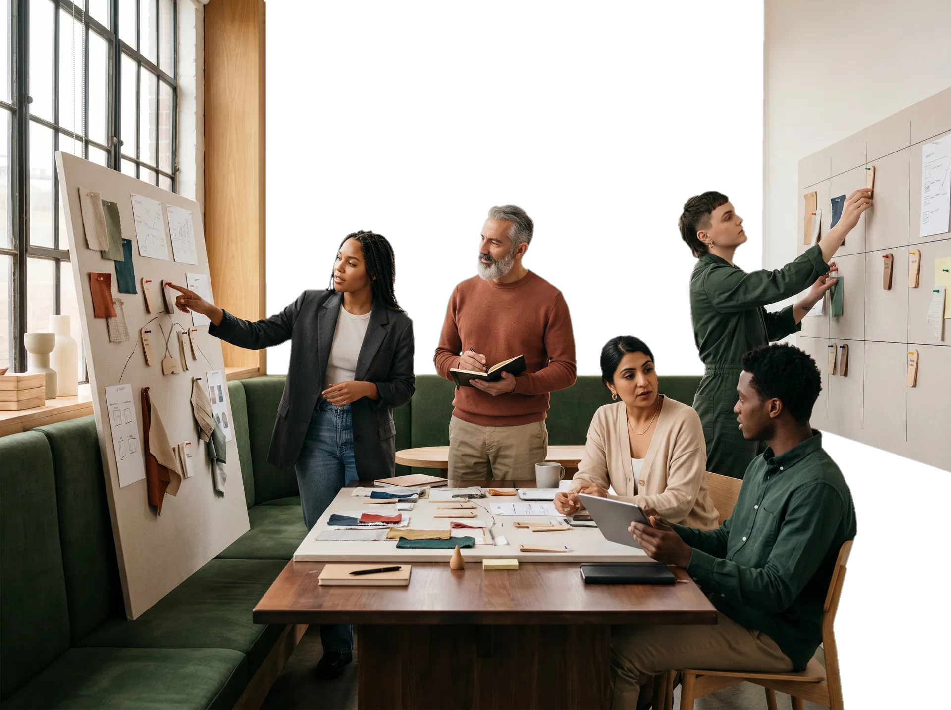 A diverse multi-age group of entrepreneurs and small business owners reviewing milestones and accountability checkpoints together
