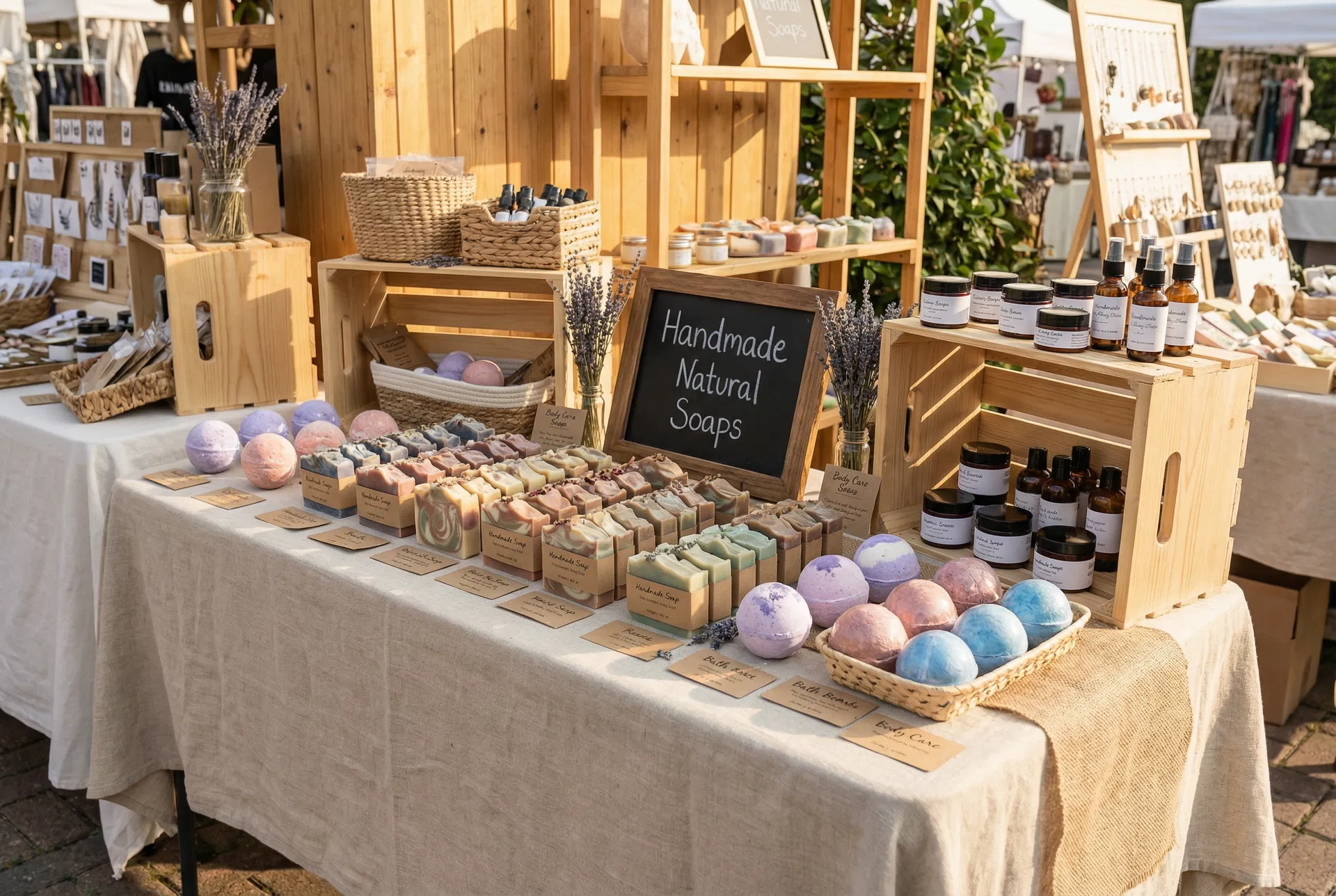 Maker at market booth