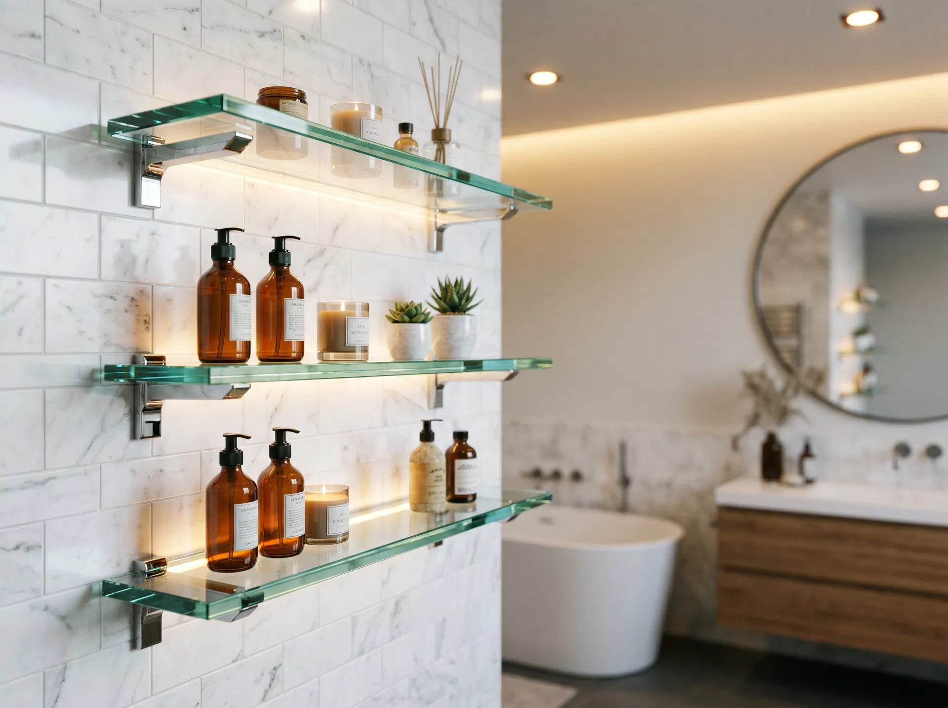 Bathroom Glass Shelves