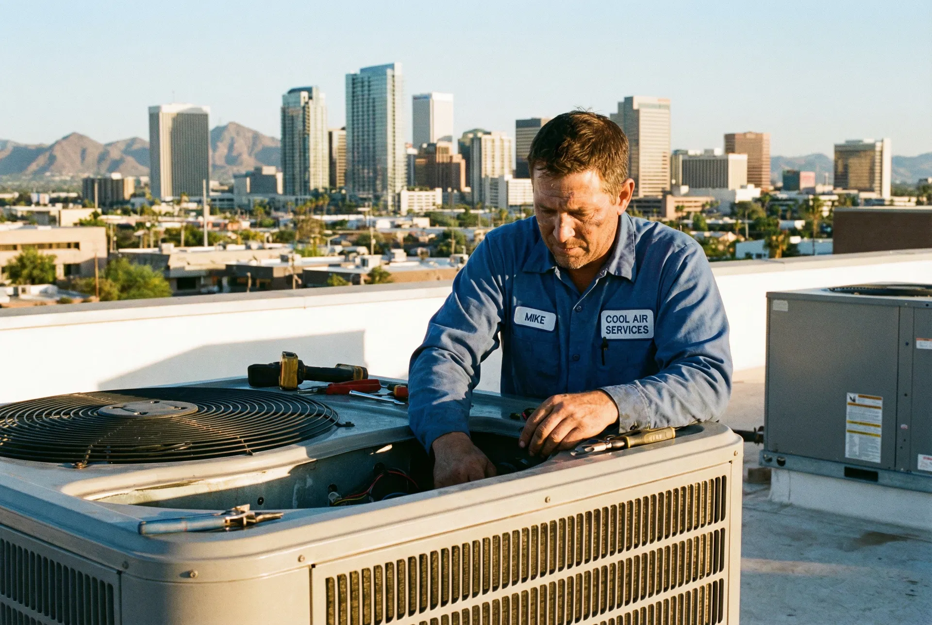 HVAC technician on the job