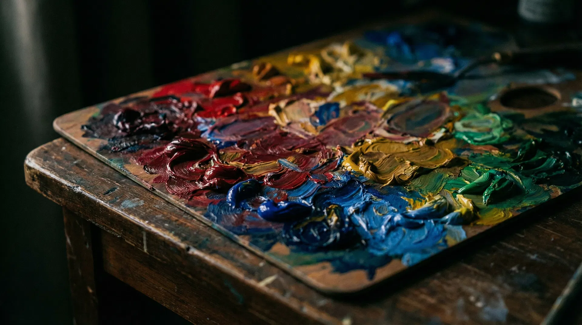 Palette de peintre, fond artistique de la section contact