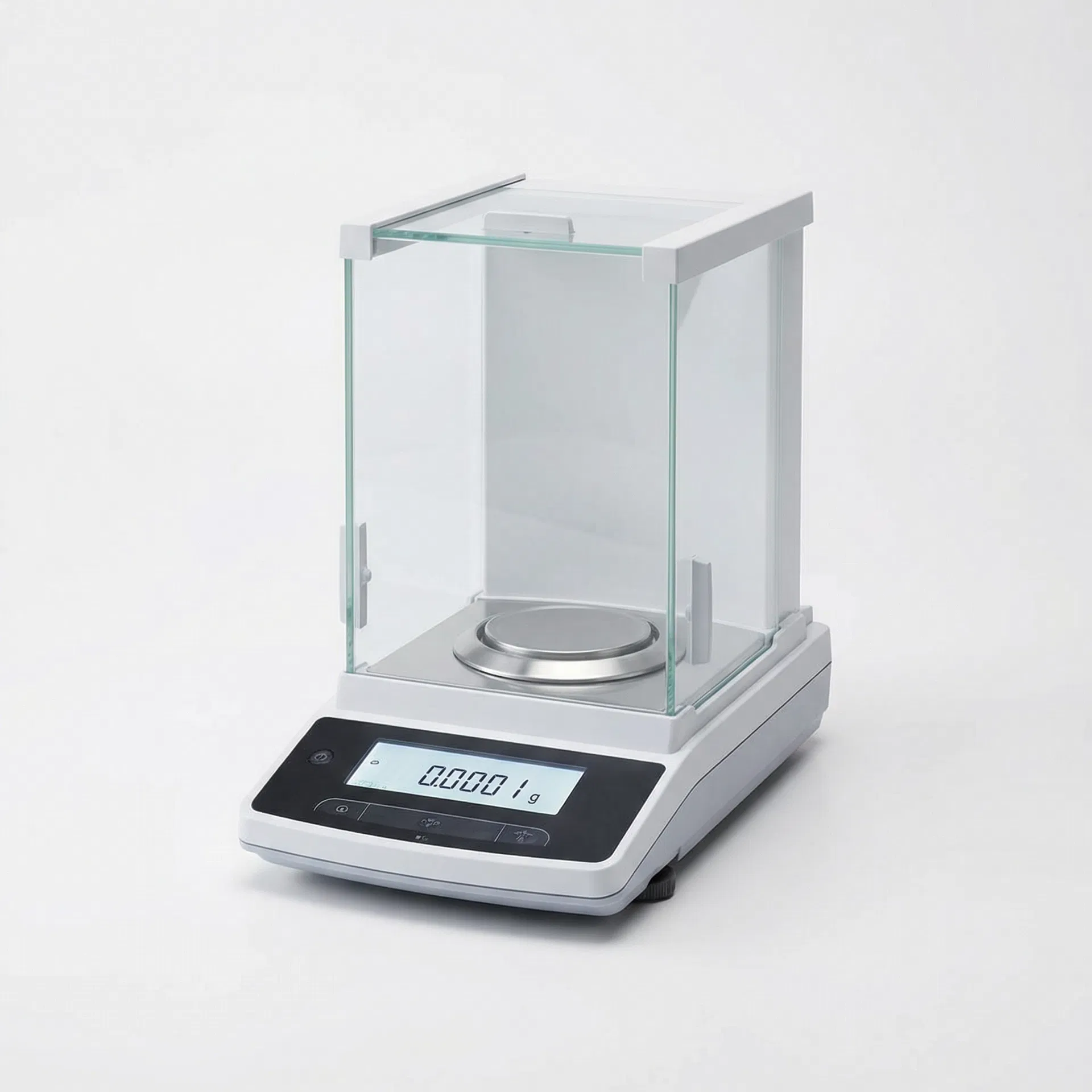 Balança analítica de precisão. Capacidade 220g, legibilidade 0,01mg. Calibração interna automática. Câmara de pesagem em vidro. Certificado de calibração válido.