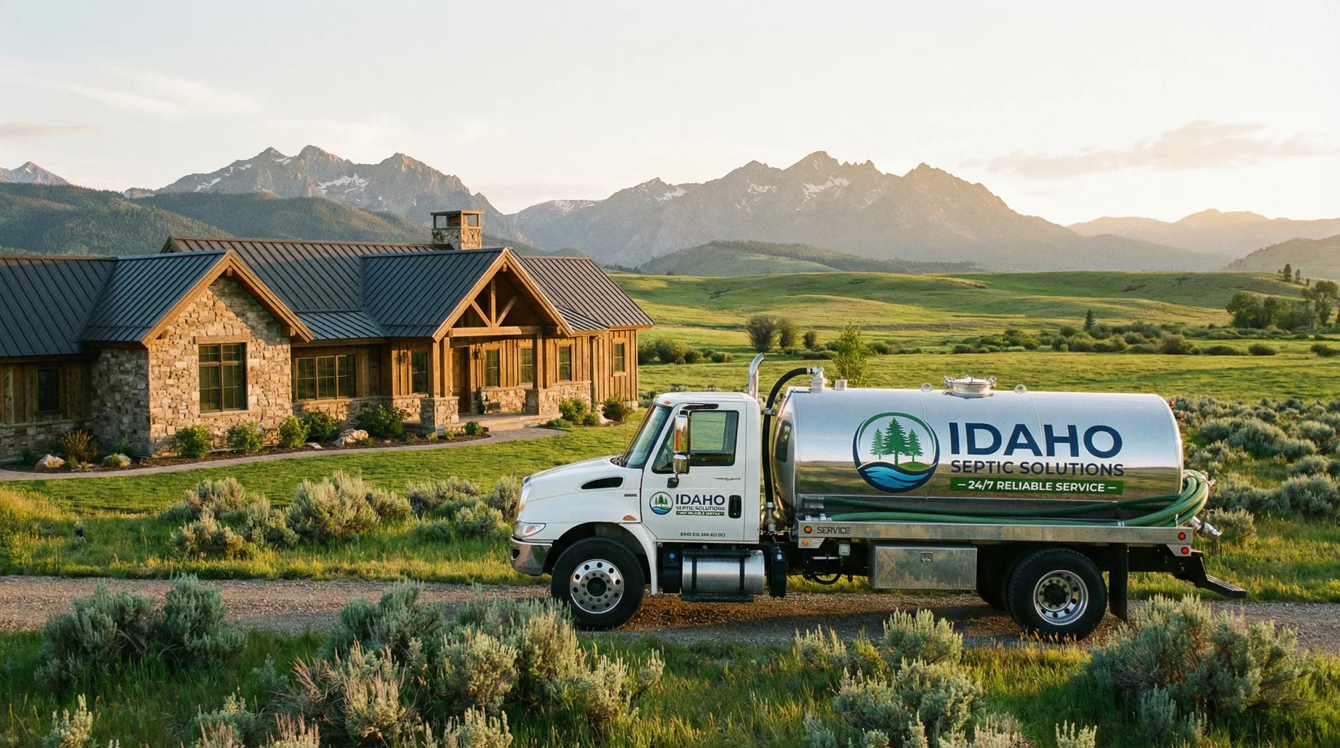Septic service truck in Idaho