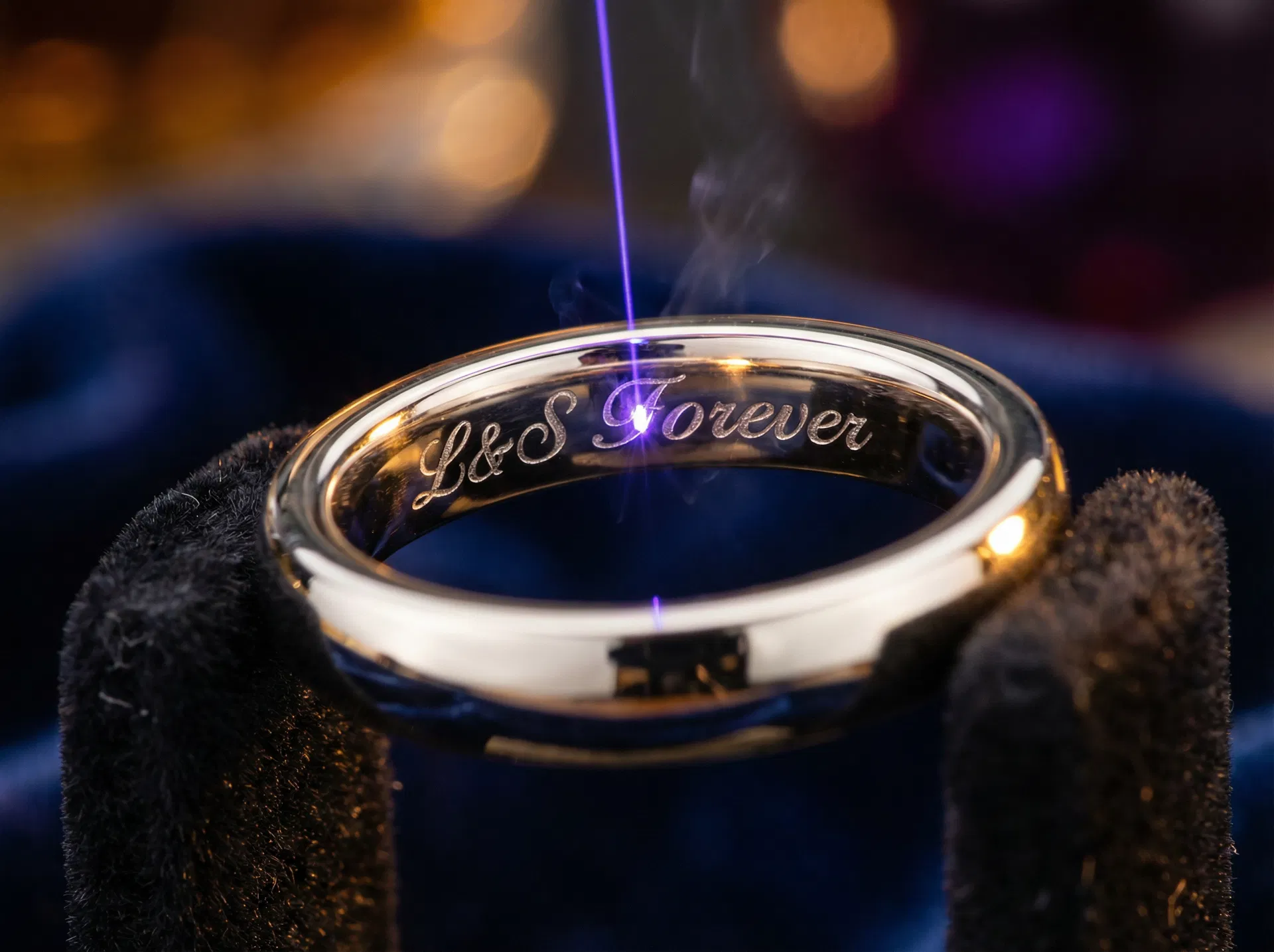 Marquage laser UV sur bijou rhodié