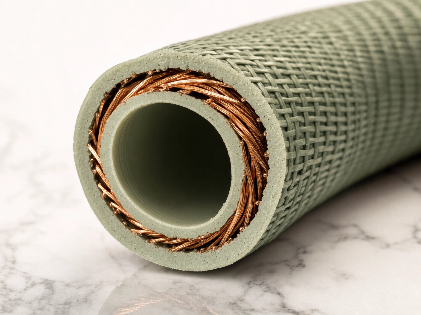 Bidet Bijou Copper Edition — cross-section showing copper wire woven inside the sleeve wall