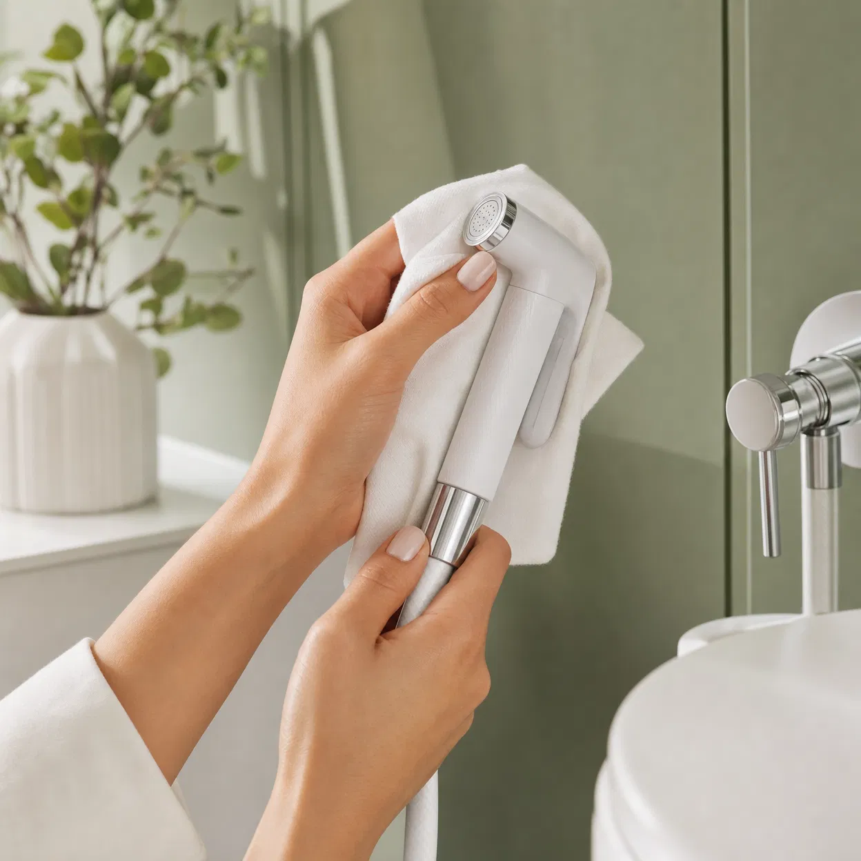 Sliding the Bidet Bijou sleeve over the hose