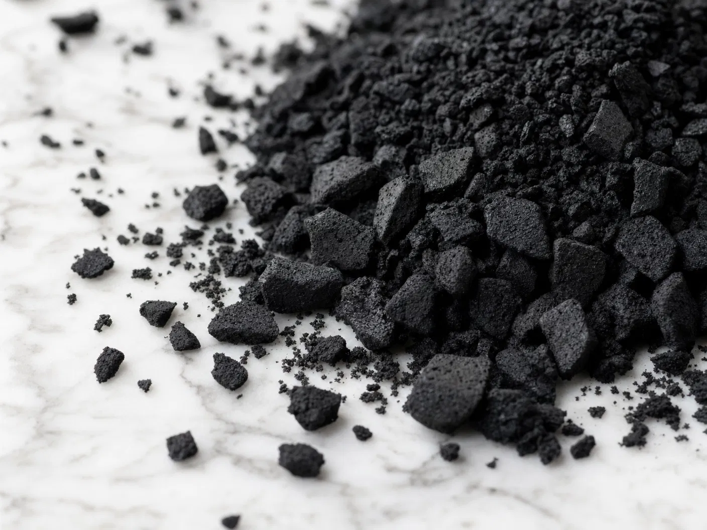 Crumb rubber granules from recycled Egyptian car tires